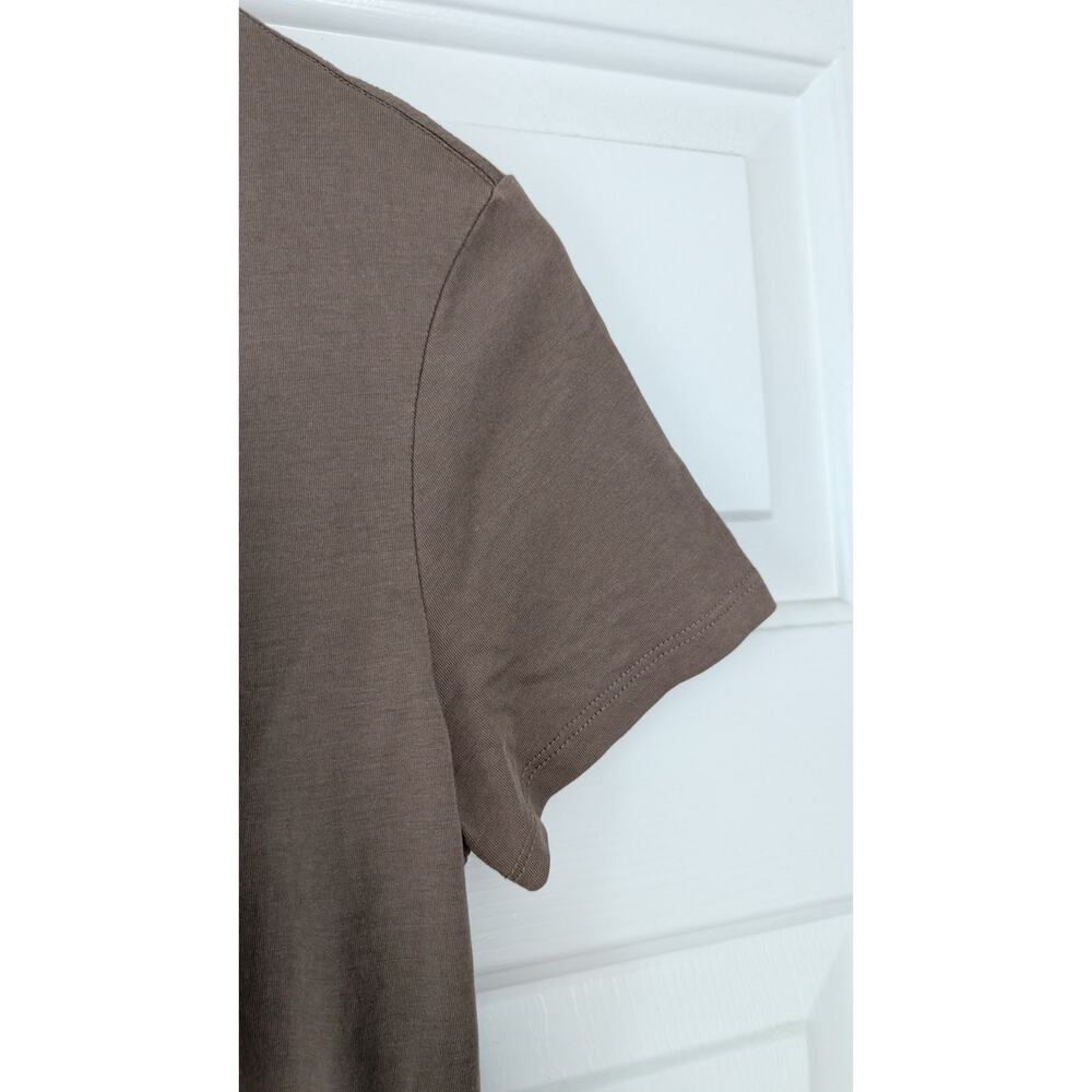 Quince V Neck Shirt in Dark Toupe - Picture 5 of 5
